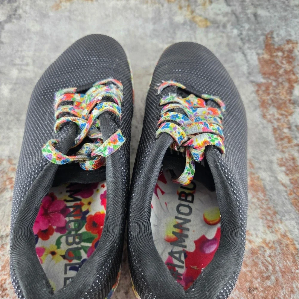 NOBULL Trainer Shoes Womens 6 Black Floral Daisy Outwork SuperFabric Running Gym